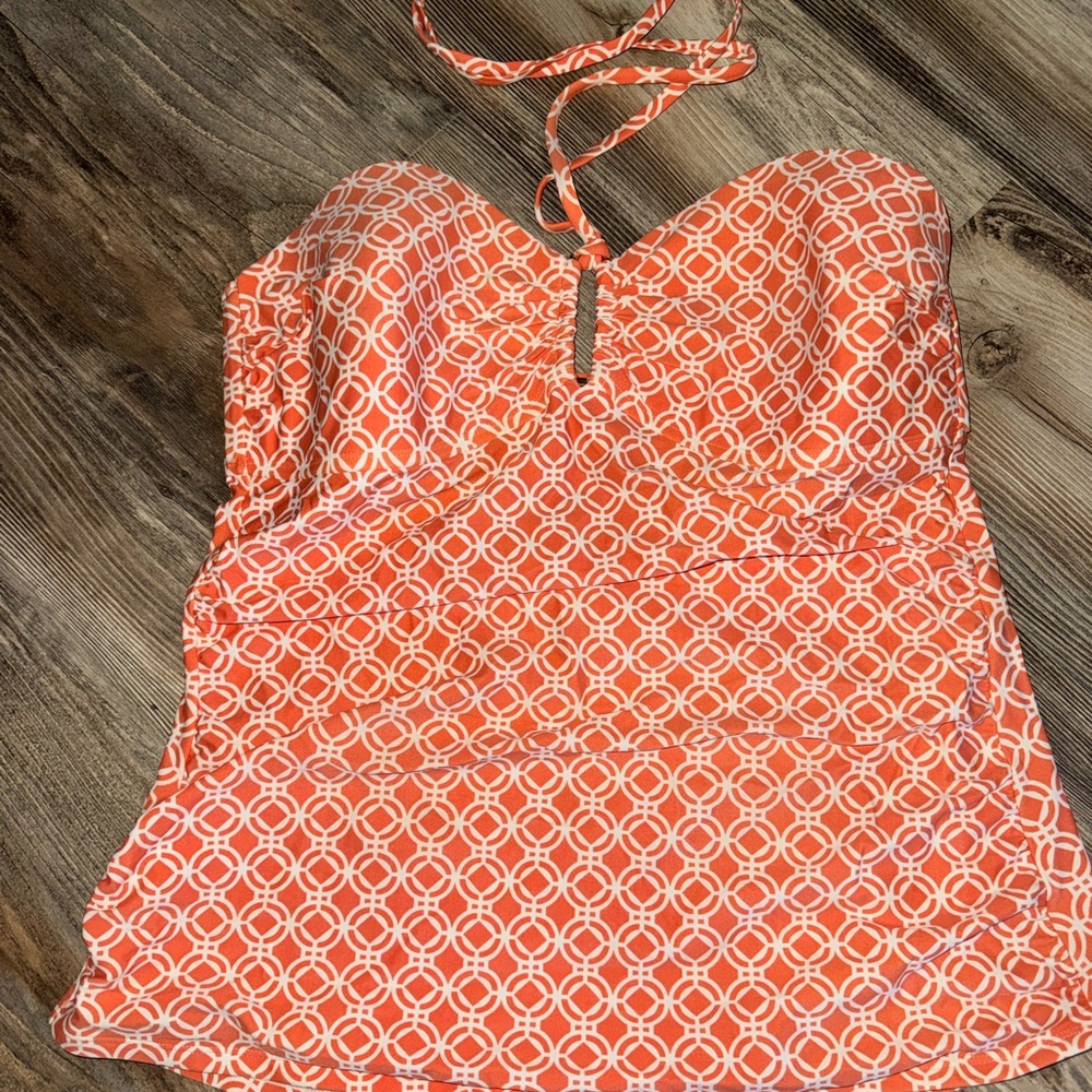 Orange and White Halter Swim Top
